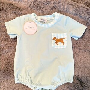 Light Blue Kids One Piece with Dog Patch